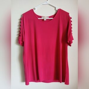Michael Kors Pink Cutout Sleeve Blouse Size XL Flaw...